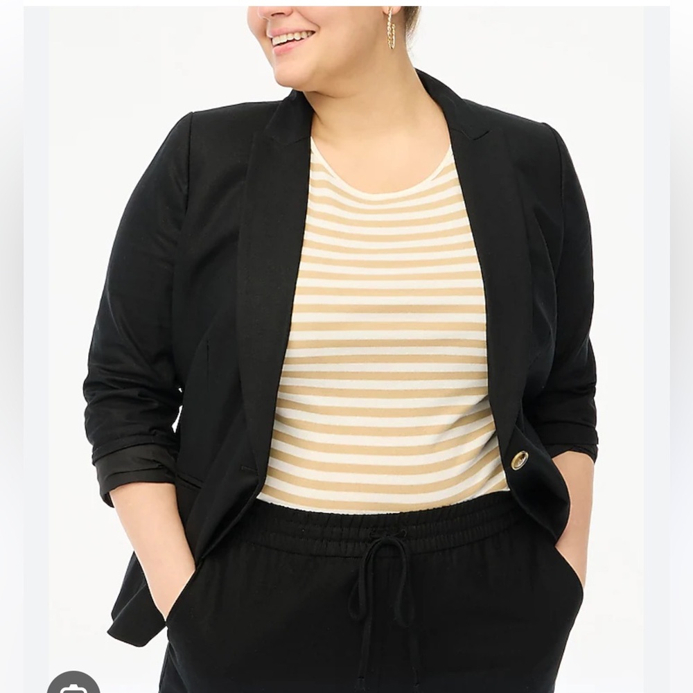 J. Crew Black Linen Blend One Button Blazer Size 4